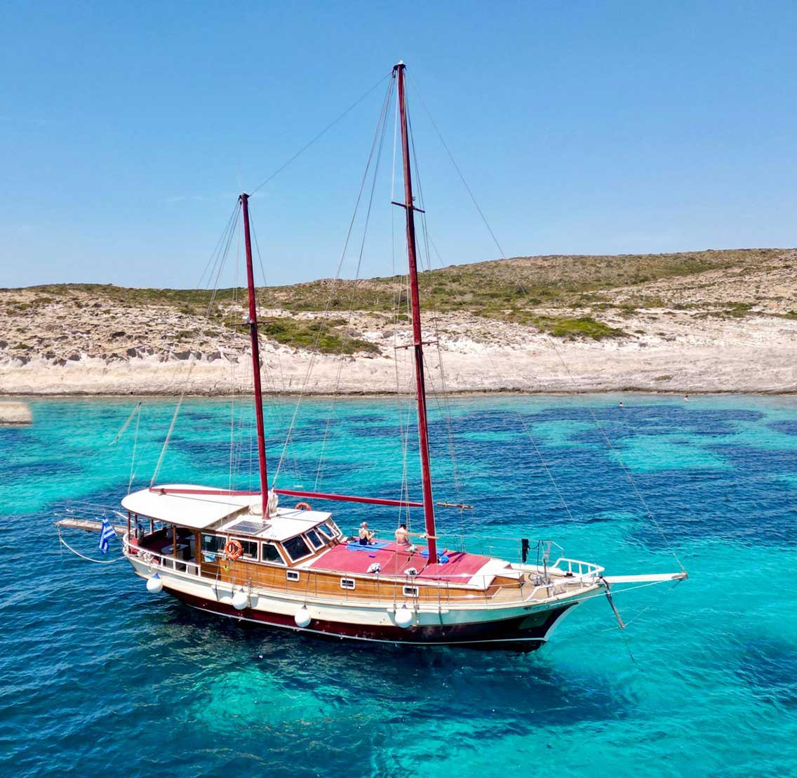 The cruise boat Galatea at Paros